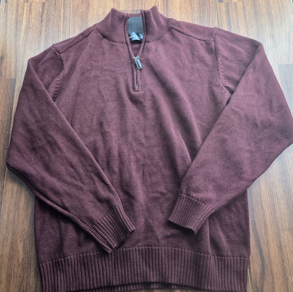 Oscar De La Renta Burgandy 3/4 Zip Sweater Men's Large